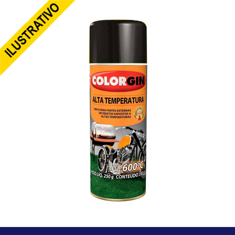 Tinta Spray Alta Temperatura Preto Fosco 300ml 5722  Colorgin/tekbond