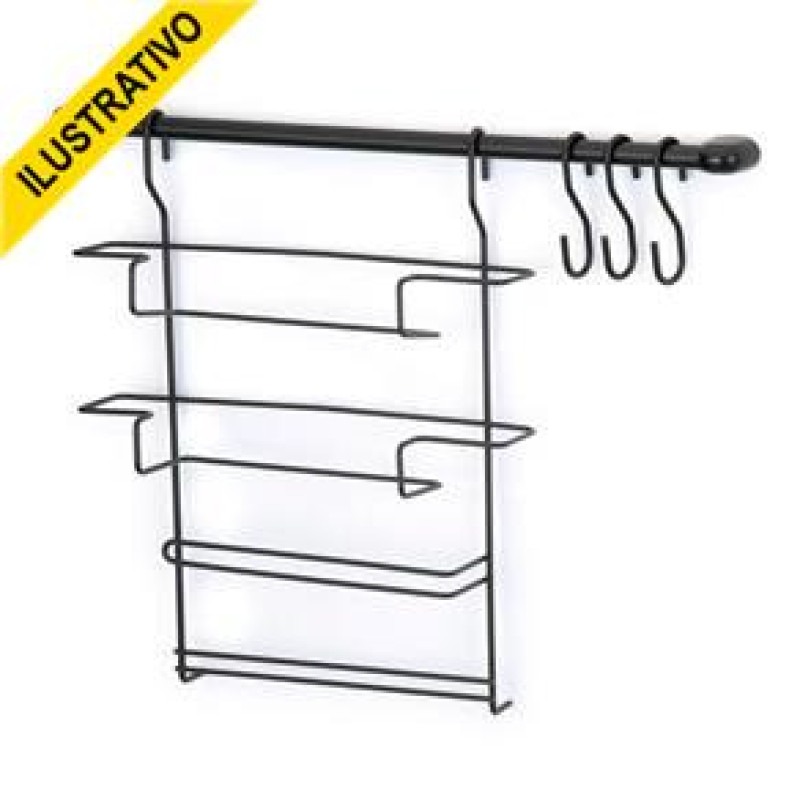 Kit Cozinha Cook Home8 Barra/escorredor Prato/gancho Cromado 1408 Arthi Kit Cozinha Cook Home8 Barra/escorredor Prato/gancho Cromado 1408 Arthi