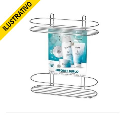 Porta Shampoo Duplo Ventosa Cromado 1506c Arthi
