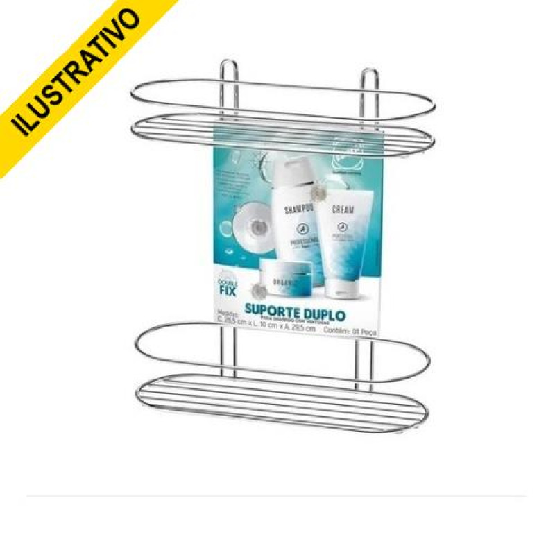 Porta Shampoo Duplo Ventosa Cromado 1506c Arthi Porta Shampoo Duplo Ventosa Cromado 1506c Arthi