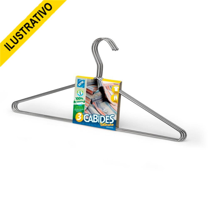 Cabide Roupa Adulto S/cava Cromado C/3 050 Arthi Cabide Roupa Adulto S/cava Cromado C/3 050 Arthi