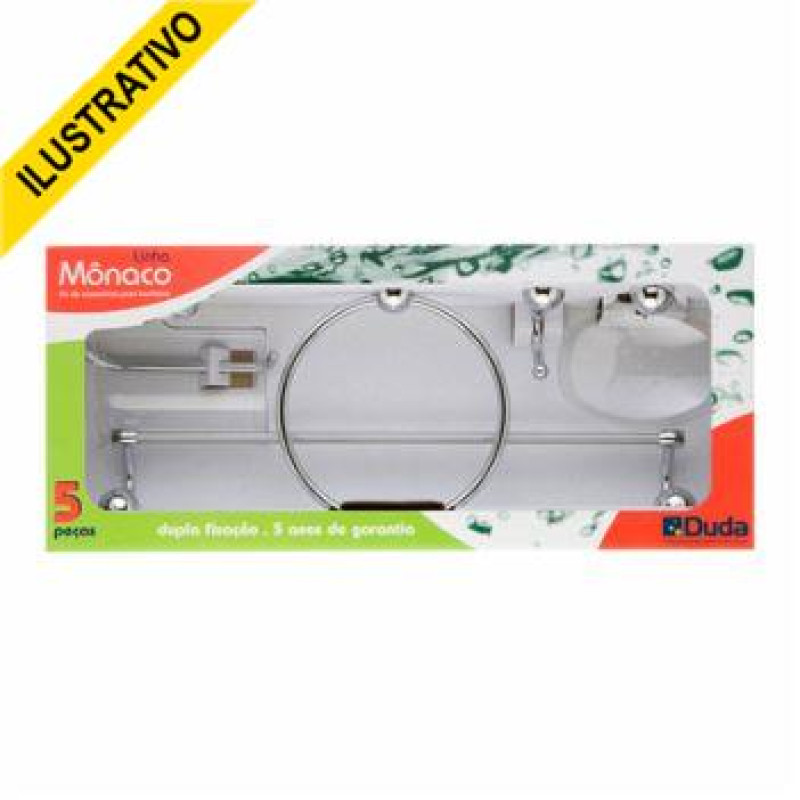 Kit Banheiro Plastico 5pc Monaco Cromado Com Cristal 54400 Duda