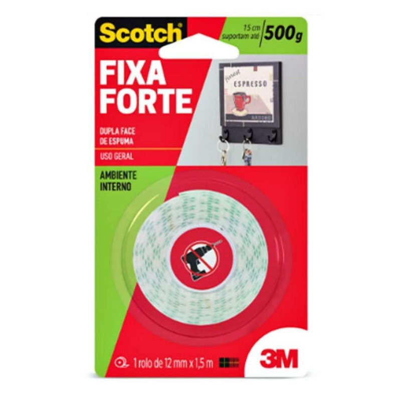 Fita Dupla Face C/espuma 12mmx1,5m Fixa Forte 3m Scotch