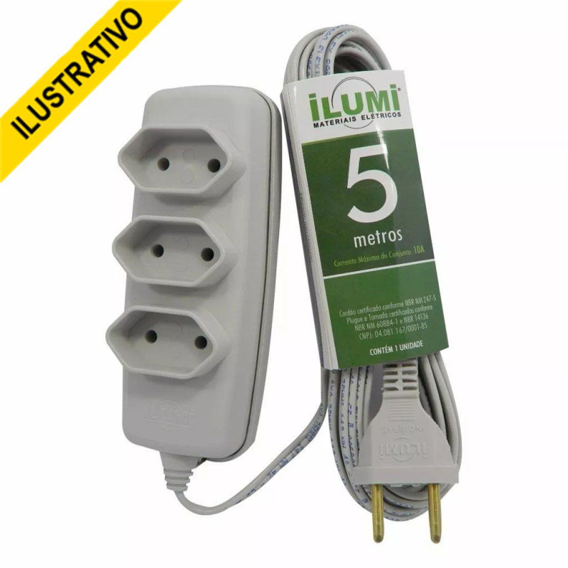 Extensao Eletrica Tripla 10a 2p Paral 2x0,75 05mt 17921 Ilumi
