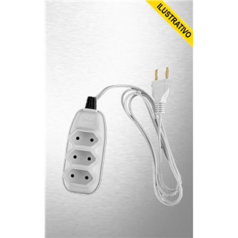 Extensao Eletrica Tripla 10a 2p Fio Paralelo 2x0,75 01,5mt Branca 17901 Ilumi