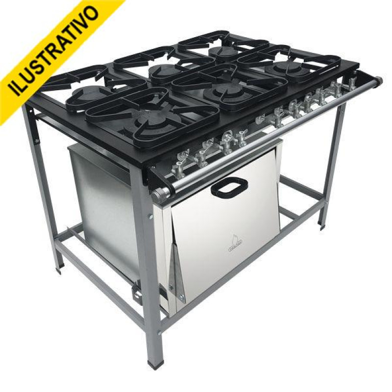 Fogao Gas Industrial P/cozinhar (baixa Pressao) C/forno 6 Bocas Queimador Simples/duplo Perfil 5,0 30x30 M19 S2020 Metalmaq Fogao Gas Industrial P/cozinhar (baixa Pressao) C/forno 6 Bocas Queimador Simples/duplo Perfil 5,0 30x30 M19 S2020 Metalmaq