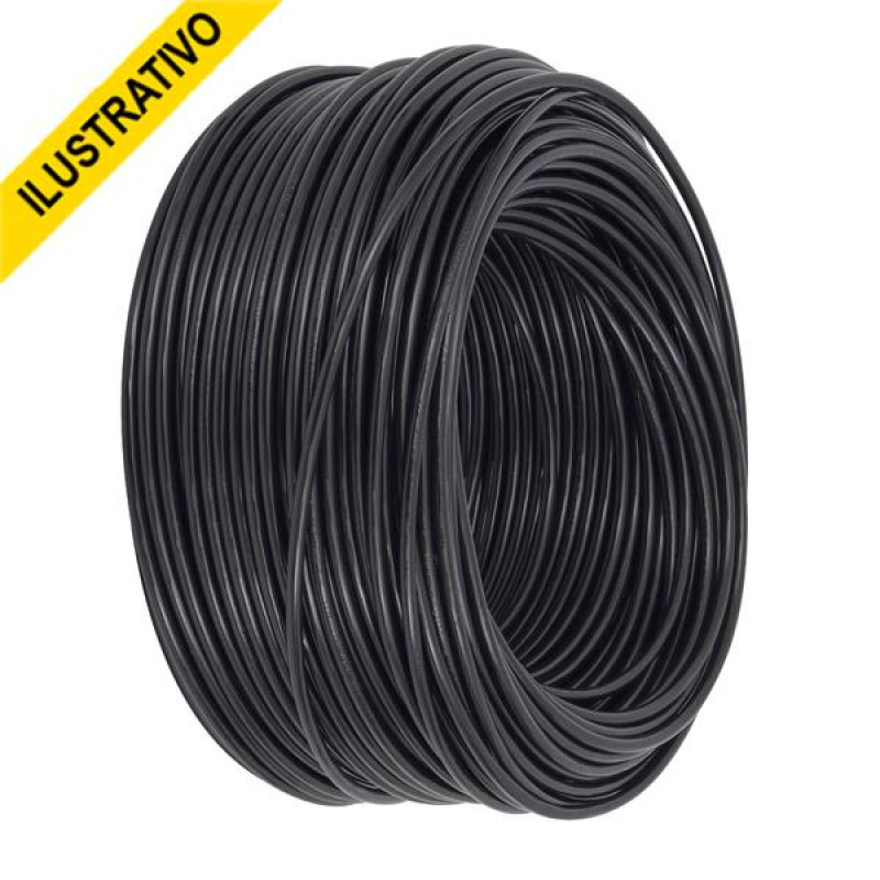 Fio Cabinho Bitolado 06,00mm (rolo-100) 1linha Preto Fio Cabinho Bitolado 06,00mm (rolo-100) 1linha Preto