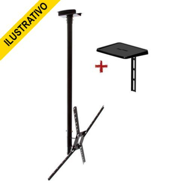 Suporte Tv Teto 10/55 + Suporte Conversor Preto Sbrp150/sbprp1050 Brasforma Suporte Tv Teto 10/55 + Suporte Conversor Preto Sbrp150/sbprp1050 Brasforma