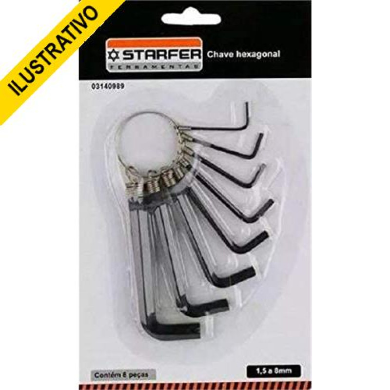 Chave Allen Jogo C/08 + Pcs Em Argola 1,5/8,0mm Multimarcas