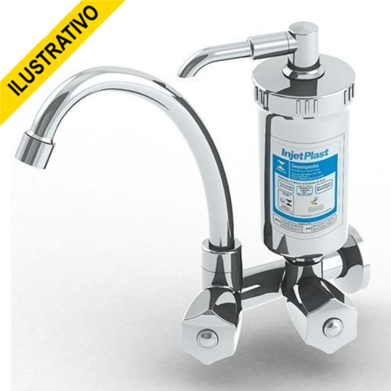 Torneira Filtro Parede Movel Alta Cromada Abs/cromado Abs Volante Redondo 1/4 Injetplast