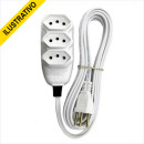 Extensao Eletrica Tripla 10a 3p Cabo Pp Chato 3x0,75 05mt Branca 171001 Ilum