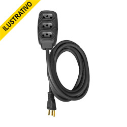 Extensao Eletrica Tripla 10a 3p Cabo Pp Chato 5mt Pt 171002 Ilumi