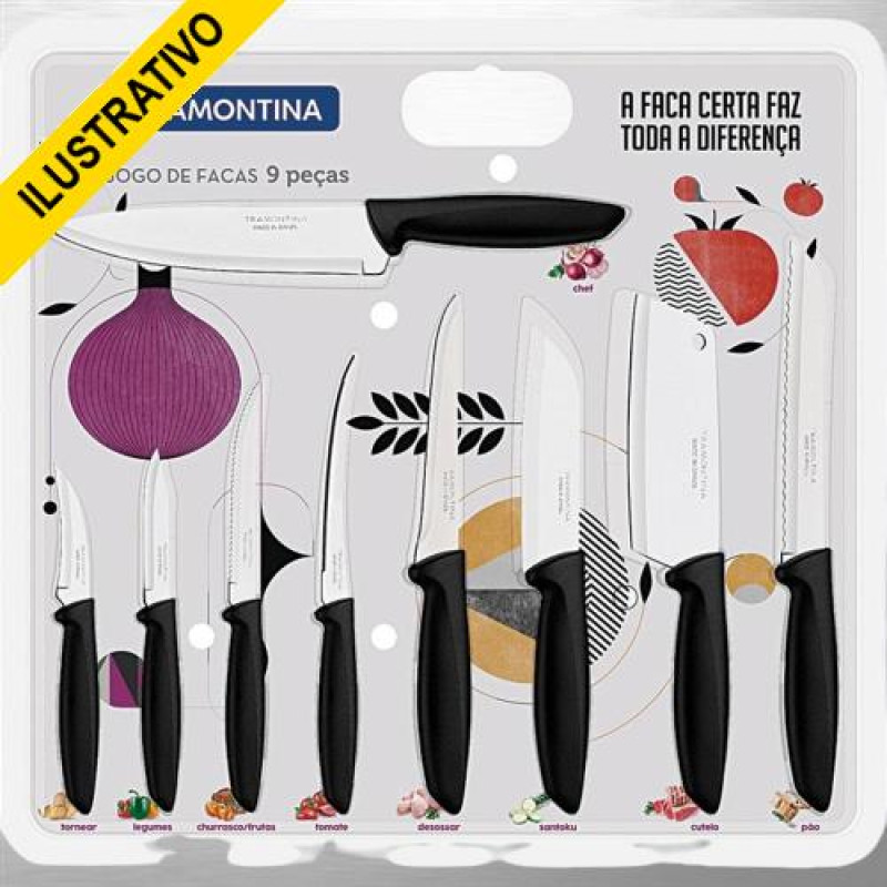 Conjunto Faca Inox 9pcs Plenus Pt 23498/048 Tramontina Conjunto Faca Inox 9pcs Plenus Pt 23498/048 Tramontina