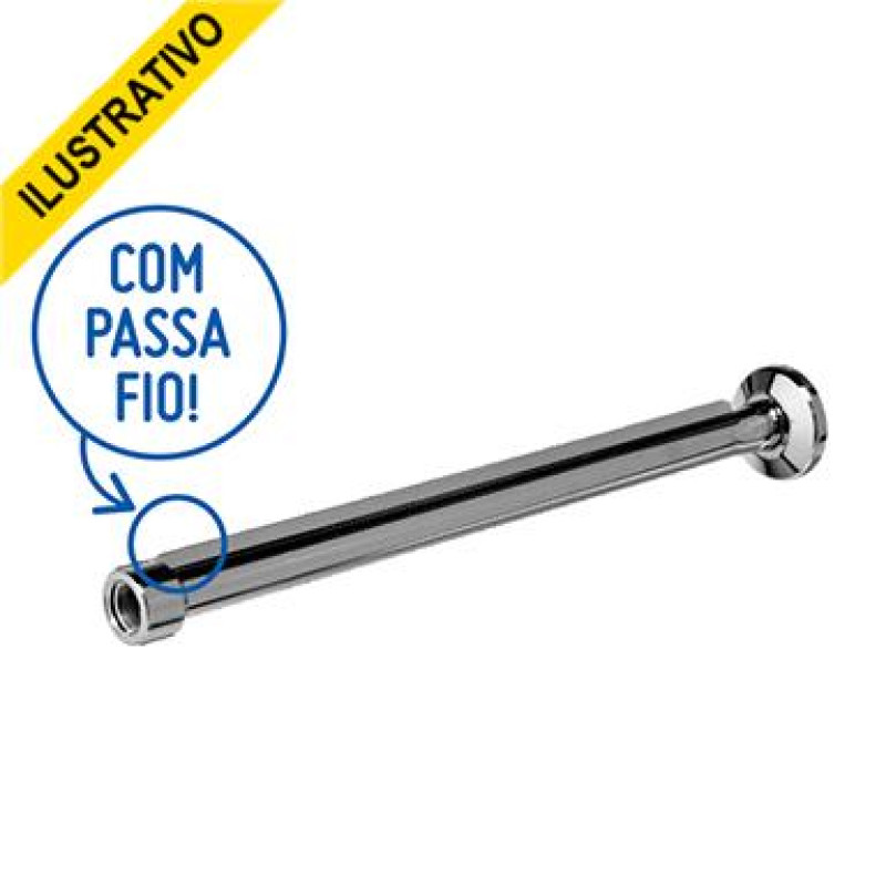 Braco Para Chuveiro Plastico 37cm Cromado C/passa Fio 40900 Duda