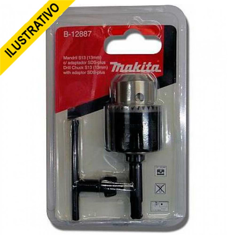 Mandril 13mm 1/2 S13+chave+adapt Sds Plus B12887 Makita