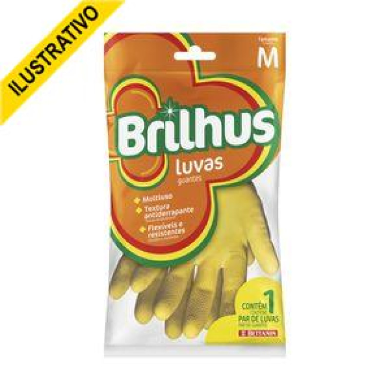 Luva Latex Limpeza 1100x Reforcada Forrada Palma Antiderrapante Media Multimarca