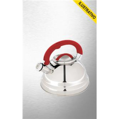 Chaleira 3,0l Inox Vermelha Diletta Fundo Triplo 7707 Mor