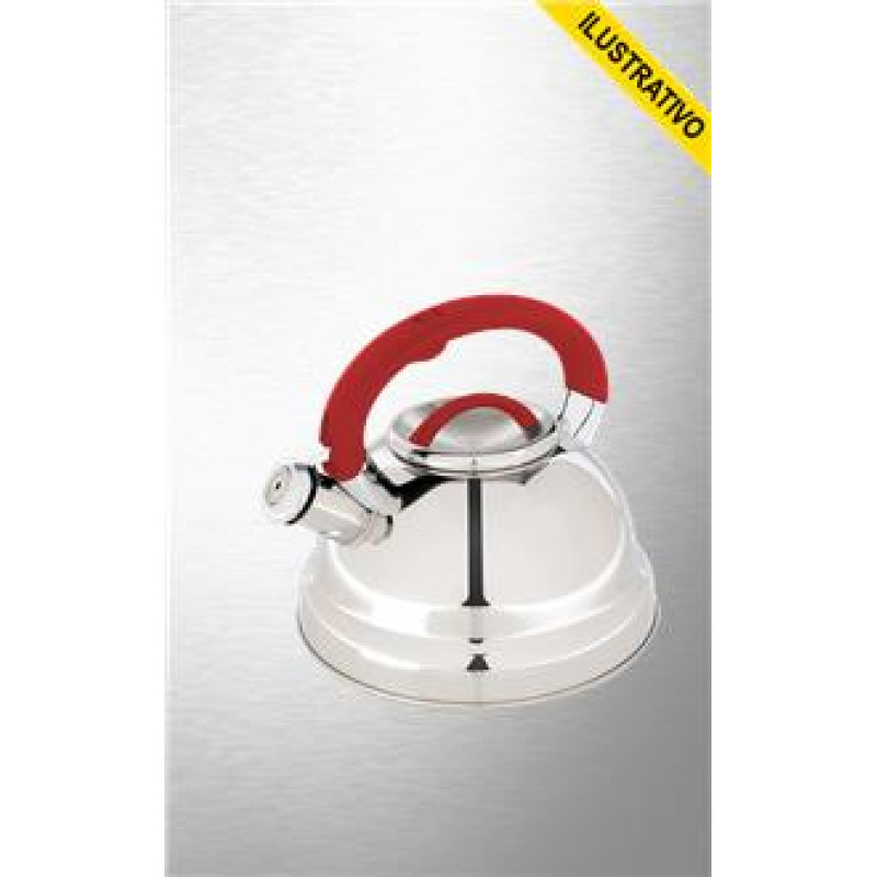 Chaleira 3,0l Inox Vermelha Diletta Fundo Triplo 7707 Mor