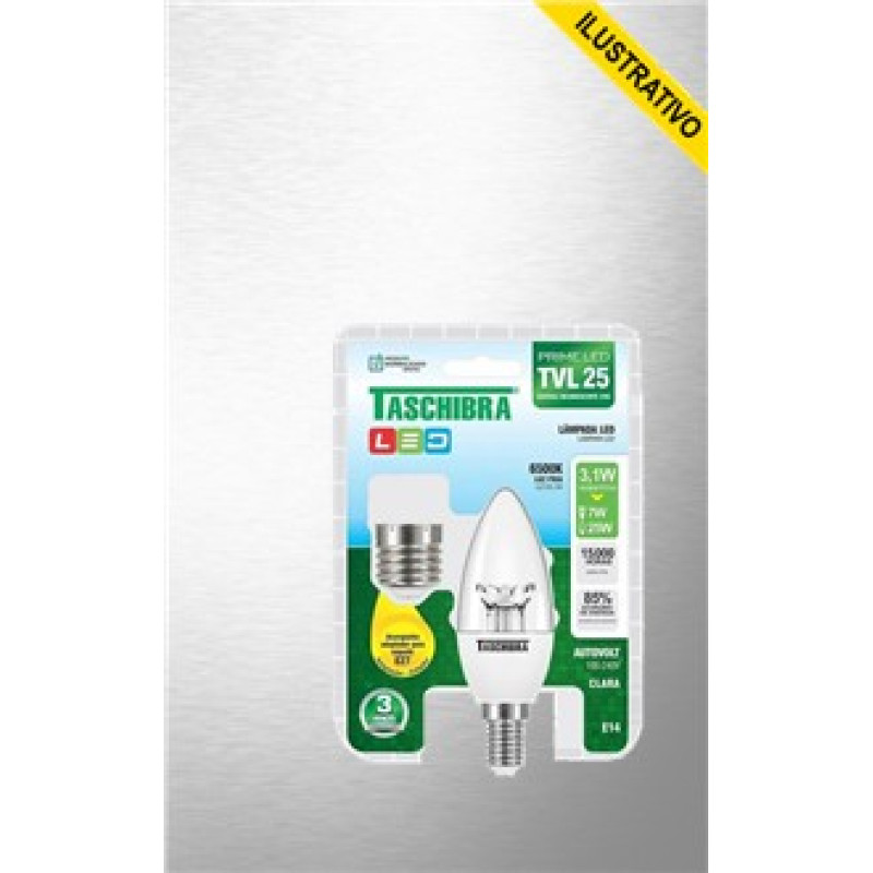 Lampada Led Vela Clara 6500k 3,1w Tvl06/25 11080333 Taschibra