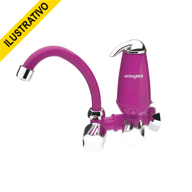 Torneira Filtro Parede Movel Alta Rosa+cromada Abs/rosa+cromado Abs Volante Redondo Mvs Acquabios