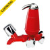 Torneira Filtro Parede Fixa Vermelha+cromada Abs/vermelho+cromado Abs Volante Redondo Mvs 1006-0012 Acquabios