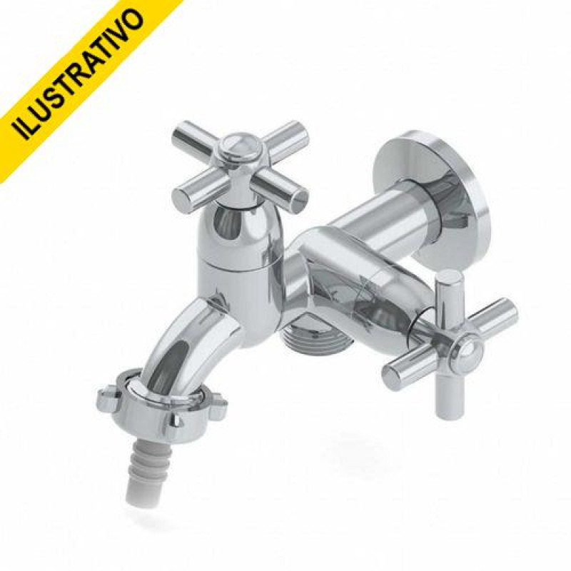Torneira Maquina Lavar Cromada Abs Volante Cruz 1/4 1428 C31 9129 Real