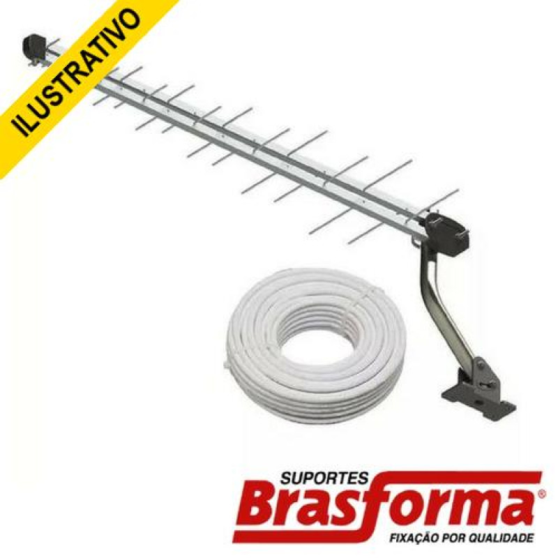 Antena Externa C/mastro+cabo Uhf/vhf/fm Digital Sl 2800k Brasforma Antena Externa C/mastro+cabo Uhf/vhf/fm Digital Sl 2800k Brasforma