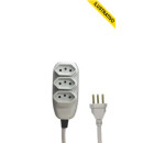 Extensao Eletrica Tripla 10a 3p Cabo Pp Chato 3x0,75 01,5mt Branca 17981 Ilumi