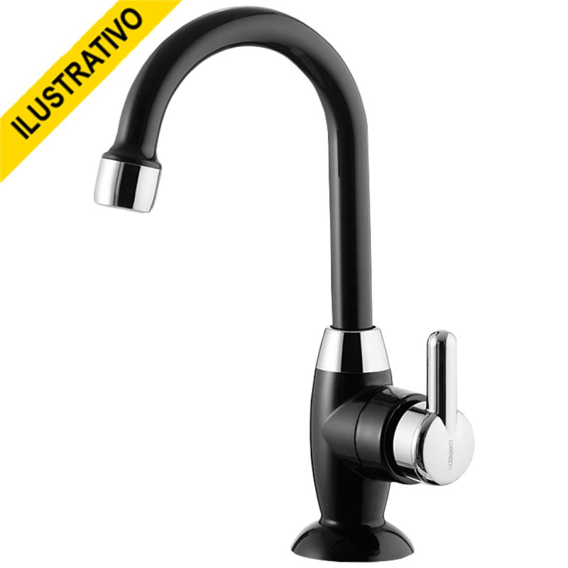 Torneira Lavatorio Mesa Movel Alta 1195 F31 Abs Preta/cromada Fortti Lorenzetti