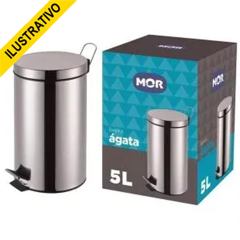Lixeira Banheiro Pedal Inox 05,0l C/balde Agata 8222 Mor