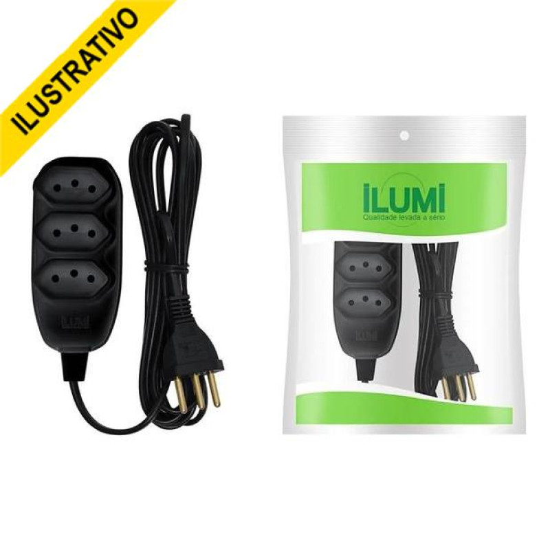 Extensao Eletrica Tripla 10a 3p Cabo Pp Chato 10mt Pt 172002 Ilumi