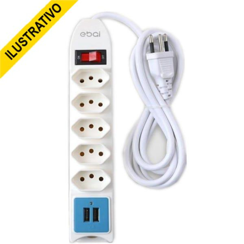 Filtro Linha 05 Tomadas 3usb Qfl5u Qualitronix