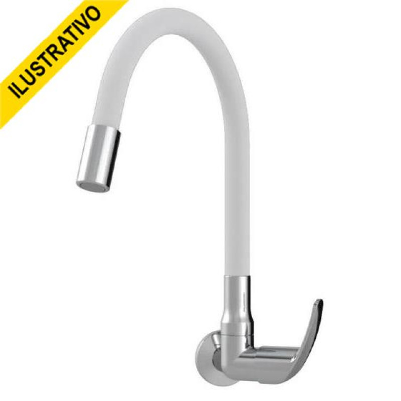 Torneira Cozinha Parede Movel Flex 1167 Monocomando 1/4 Abs Branca 26712 Injetplast