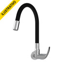 Torneira Cozinha Parede Movel Flex 1167 Monocomando 1/4 Abs Preta 25676 Injetplast