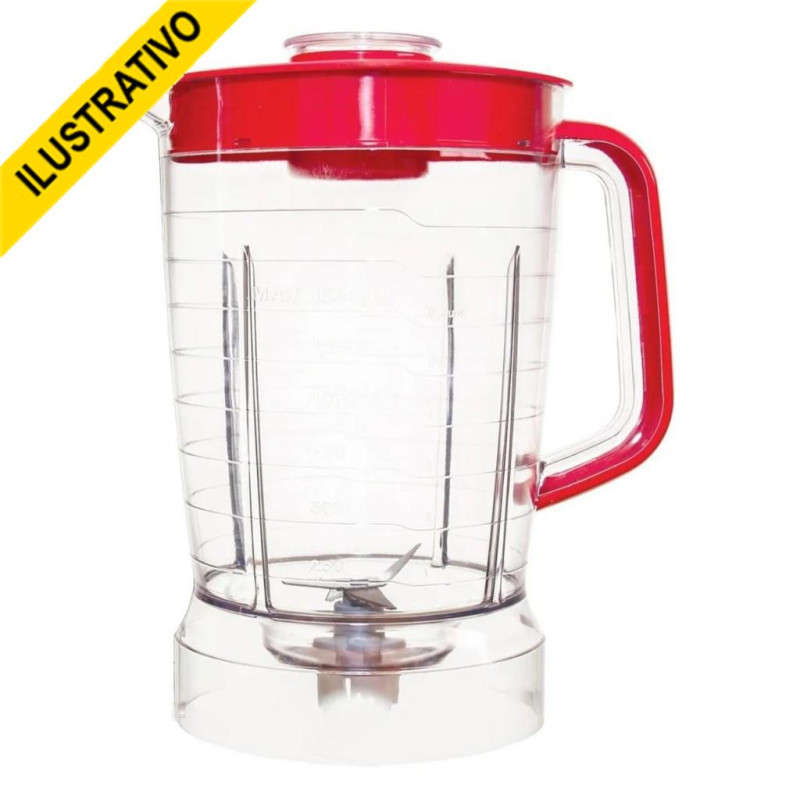 Copo Liquidificador Mondial Turbo L850/900 Sangel Tampa Vermelha 9341mebrasi/mm1809 Versatil