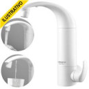Torneira Cozinha Com Filtro Parede Movel Alta Branca Abs/branco Abs Volante Alavanca Monocomando 1/4 Acqua Due Lorenzetti