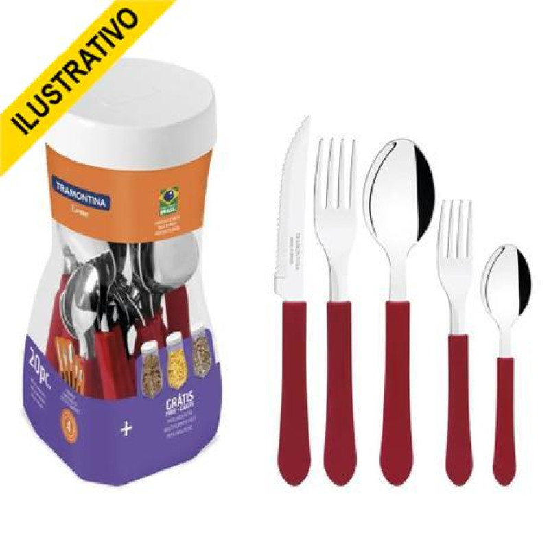 Promocional Faqueiro Inox Leme 23198/717/718 Vermelho Tramontina Promocional Faqueiro Inox Leme 23198/717/718 Vermelho Tramontina