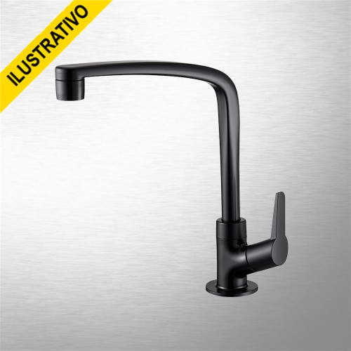 Torneira Cozinha Mesa Movel Alta 1167 F71 Abs Preta Flatt 7111108 Lorenzetti
