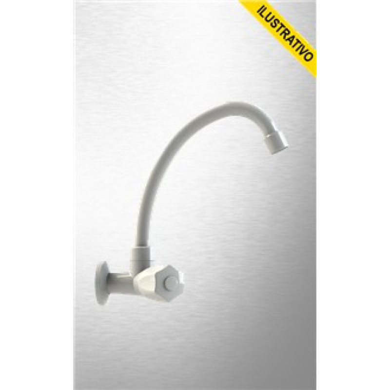 Torneira Cozinha Parede Movel Alta 1167 C50 1/4 Abs Branca 6089 Injetplast